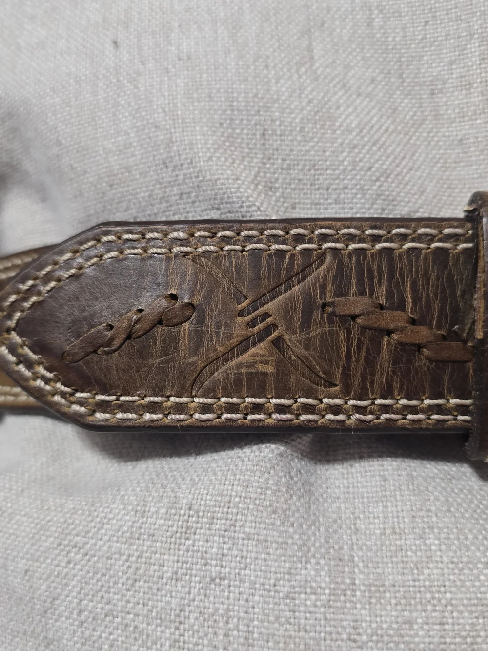 TWISTED X TOOLED LEATHER BELT BROWN WESTERN DISTRESSED RUGGED MENS 36